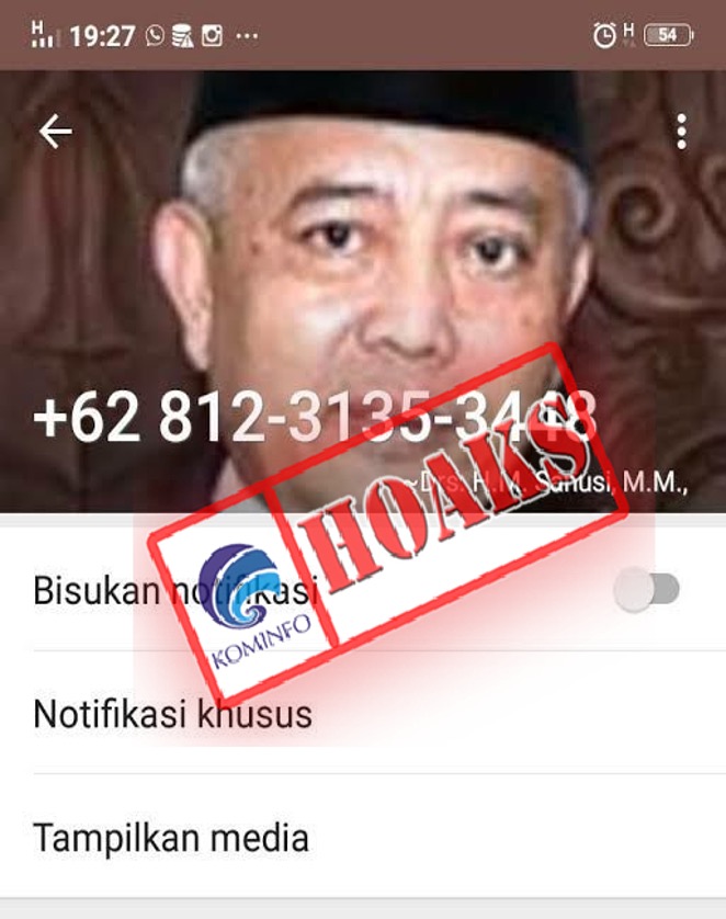 [HOAKS] Akun WhatsApp Mengatasnamakan Bupati Malang