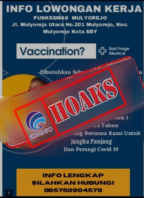 [HOAKS] Lowongan Pekerjaan Puskesmas Mulyorejo