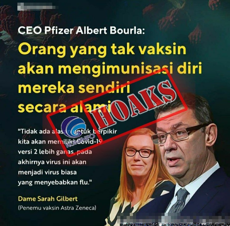 [HOAKS] CEO Pfizer Albert Bourla Menyatakan Orang yang Tidak Vaksin akan Mengimunisasi Diri Mereka Sendiri Secara Alami