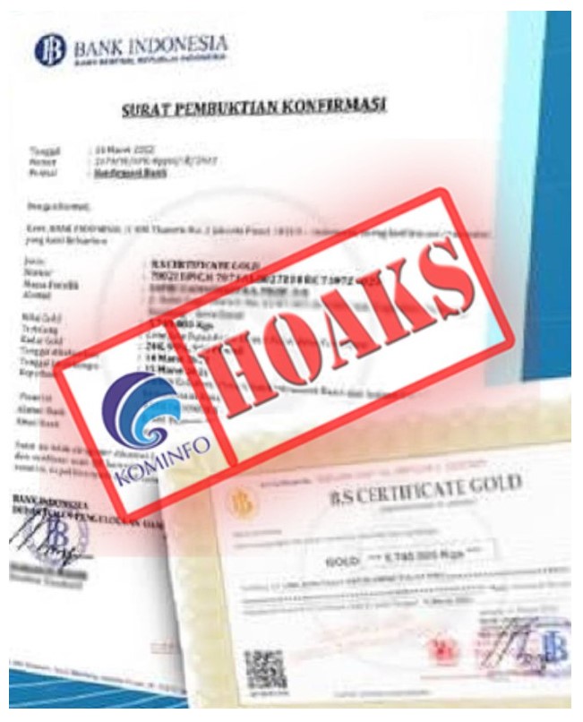 [HOAKS] Surat Sertifikasi Emas Mengatasnamakan Bank Indonesia