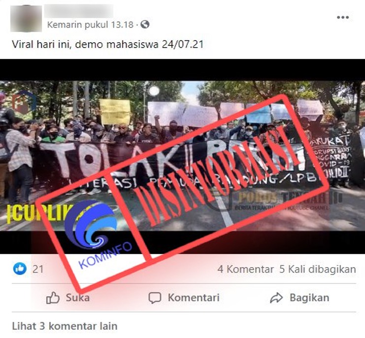 [DISINFORMASI] Video Demo 24 Juli 2021 Berlangsung Rusuh