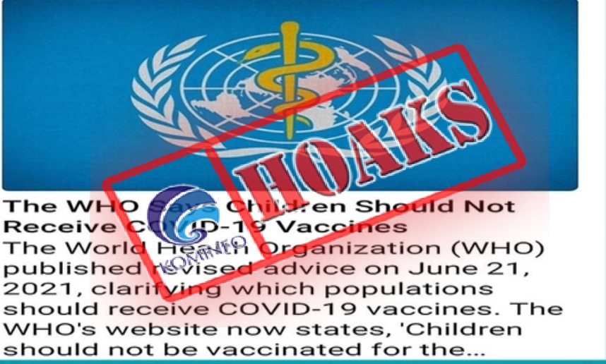 [HOAKS] WHO Larang Vaksinasi Corona untuk Anak-Anak