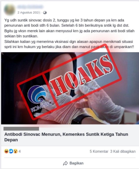 [HOAKS] Booster Vaksin Covid-19 Diberikan Setiap 6 Bulan Sekali