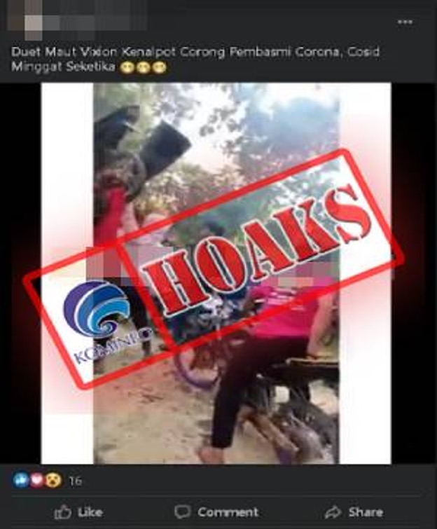 [HOAKS] Asap Knalpot Kendaraan Bermotor dapat Membasmi Covid-19