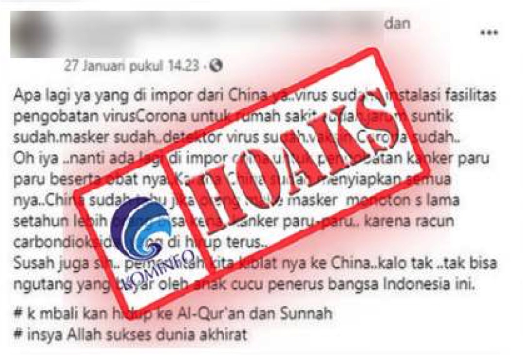 [HOAKS] Memakai Masker selama Setahun Bisa Memicu Kanker
