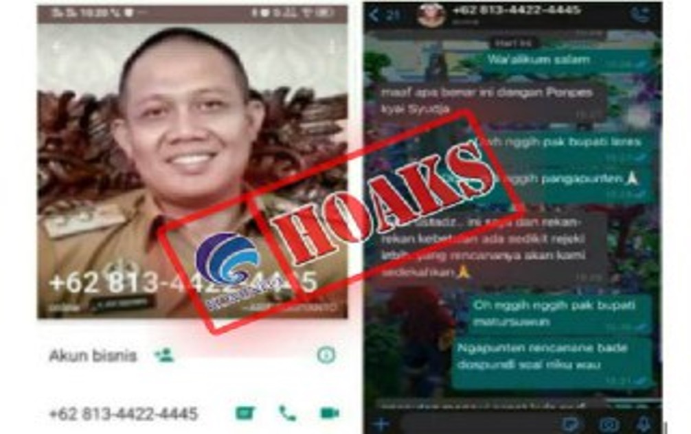 [HOAKS] Akun WhatsApp Mengatasnamakan Bupati Kebumen