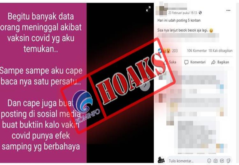 [HOAKS] Banyak Data Orang Meninggal karena Vaksin Covid-19