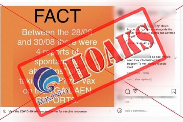 [HOAKS] 4 Wanita di Australia Alami Keguguran setelah Disuntik Vaksin Pfizer