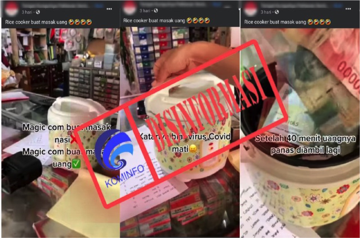 [DISINFORMASI] Panaskan Uang di Rice Cooker dapat Membunuh Virus Covid-19