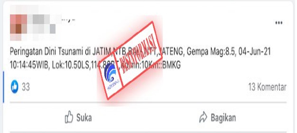 [DISINFORMASI] Peringatan Dini Tsunami di 5 Provinsi