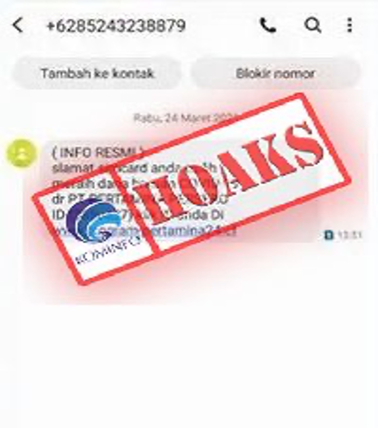 [HOAKS] Pertamina Bagikan Dana Bantuan Covid-19 Lewat SMS