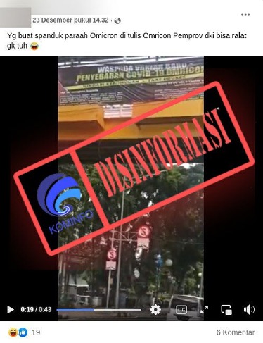 [DISINFORMASI] Spanduk Milik Pemprov DKI Jakarta Tentang Waspada Varian Baru Covid-19 "Omricon"