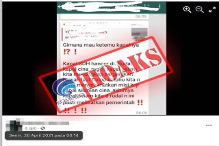 [HOAKS] Kapal Selam Hancur Dirudal Tiongkok