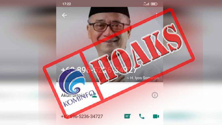 [HOAKS] Akun WhatsApp Mengatasnamakan Wakil Bupati Sukabumi Iyos Somantri
