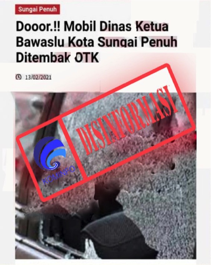 [DISINFORMASI] Mobil Ketua Bawaslu Kota Sungai Penuh Ditembak OTK