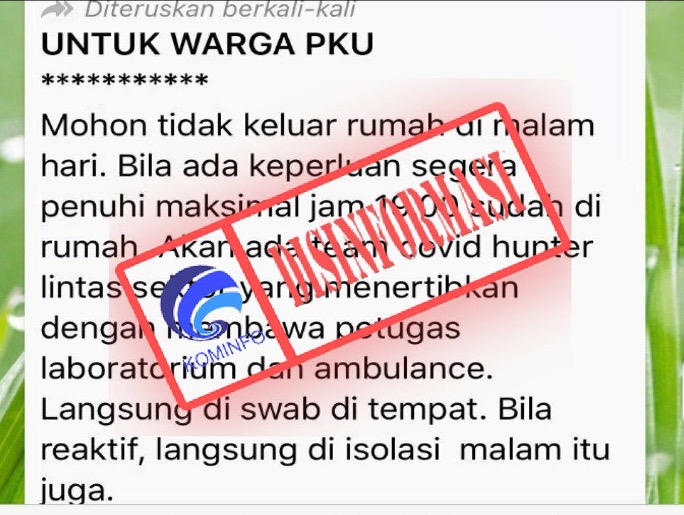 [DISINFORMASI] Larangan Keluar Rumah Malam Hari di Pekanbaru