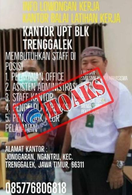 [HOAKS] Informasi Lowongan Kerja Mengatasnamakan Disperinaker Kabupaten Trenggalek