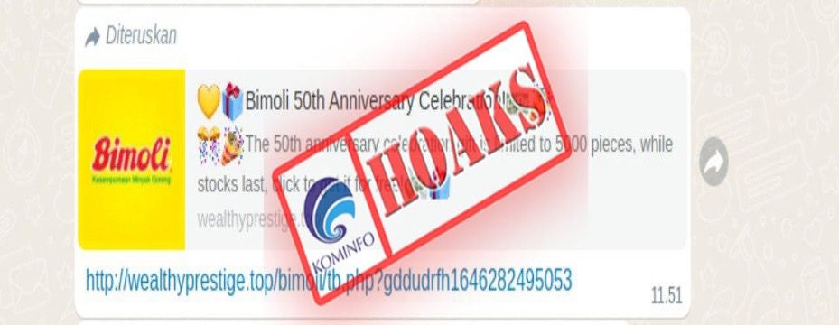 [HOAKS] Undian Berhadiah Bimoli Ulang Tahun ke-50