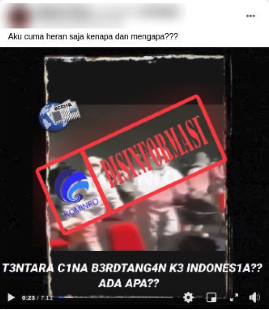 [DISINFORMASI] Menyamar dengan Baju Nakes, Tentara China Berhasil Masuk ke Indonesia