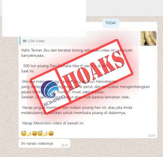 [HOAKS] Video 500 Ton Pisang Mengandung Cacing Beracun dari Somalia Tiba di Sejumlah Pasar Jakarta