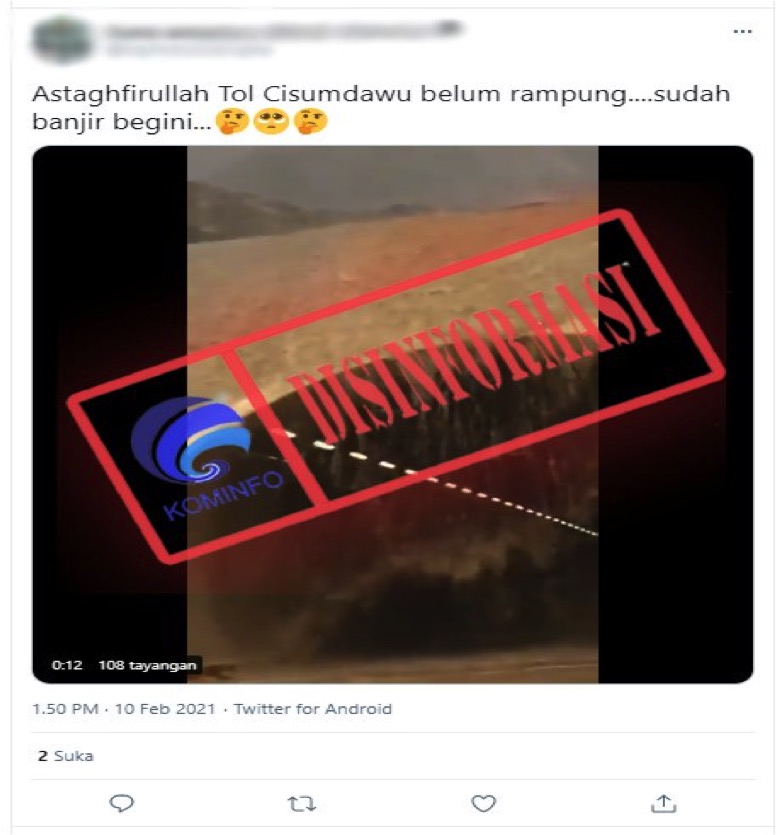 [DISINFORMASI] Terowongan Tol Cisumdawu Diterjang Banjir