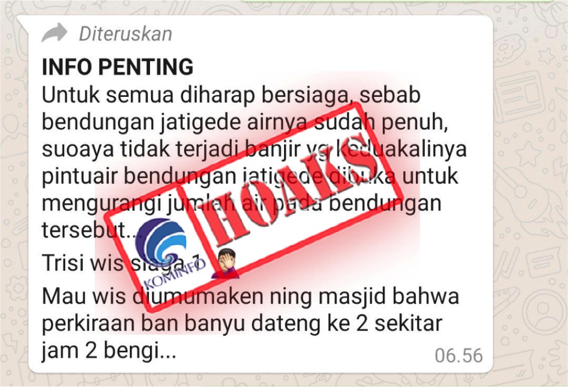 [Hoaks] Bendungan Jatigede Indramayu Siaga 1