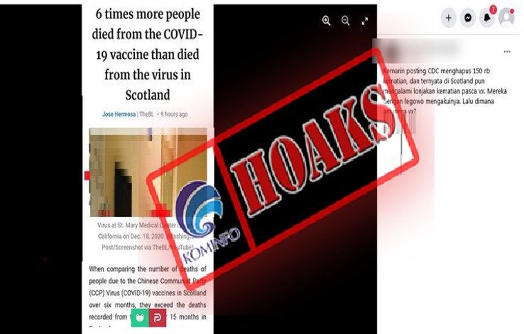 [HOAKS] Kematian akibat Vaksin Lebih Banyak Dibandingkan Covid-19 di Skotlandia