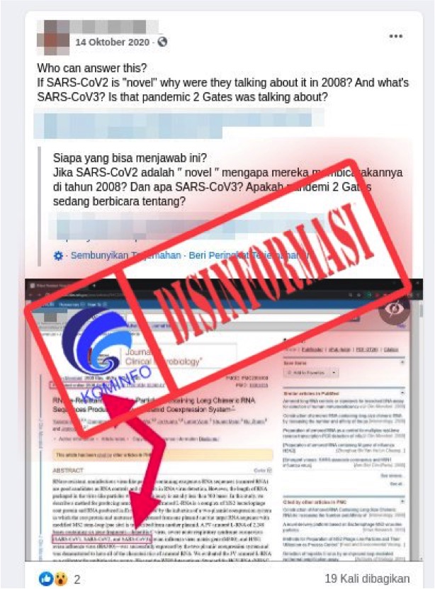 [DISINFORMASI] Sebuah Jurnal Membuktikan Covid-19 Sudah Dibicarakan Sejak 2008