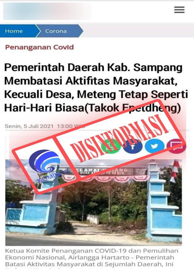 [DISINFORMASI] Sampang Batasi Aktivitas Masyarakat Kecuali Desa Meteng