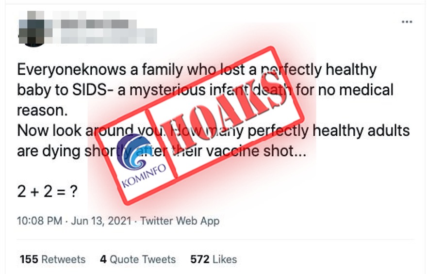 [HOAKS] Vaksinasi Menyebabkan Kematian Mendadak pada Bayi