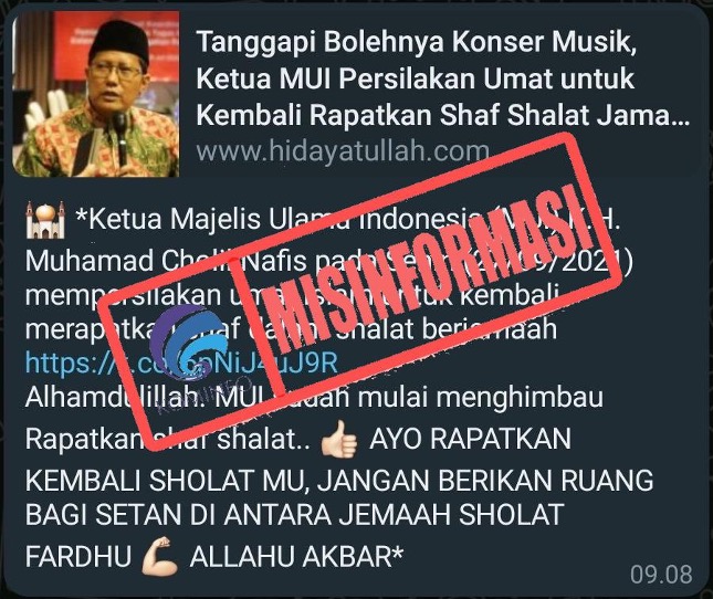 [MISINFORMASI] Ketua MUI Memperbolehkan Merapatkan Saf Salat