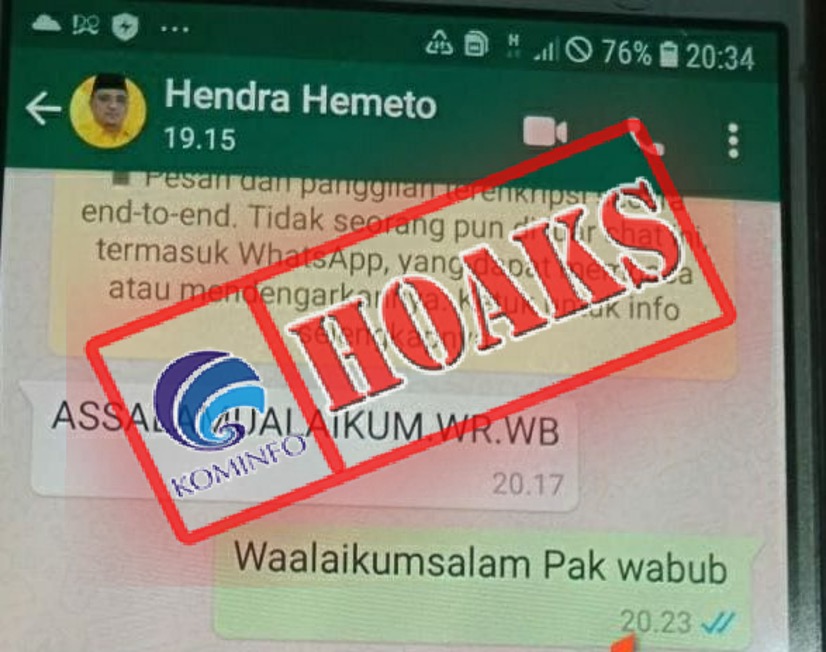 [HOAKS] Akun Whatsapp Mengatasnamakan Wakil Bupati Gorontalo