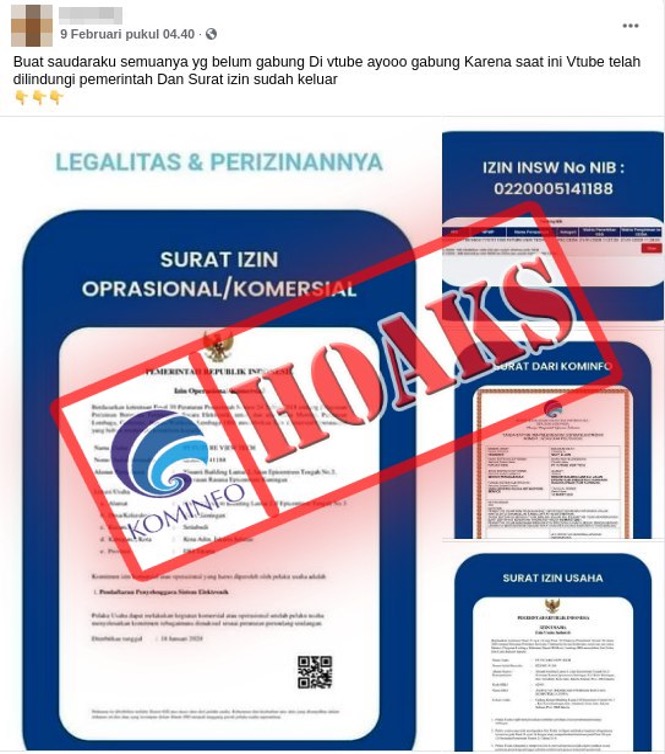 [HOAKS] Surat Legalitas dan Perizinan VTube