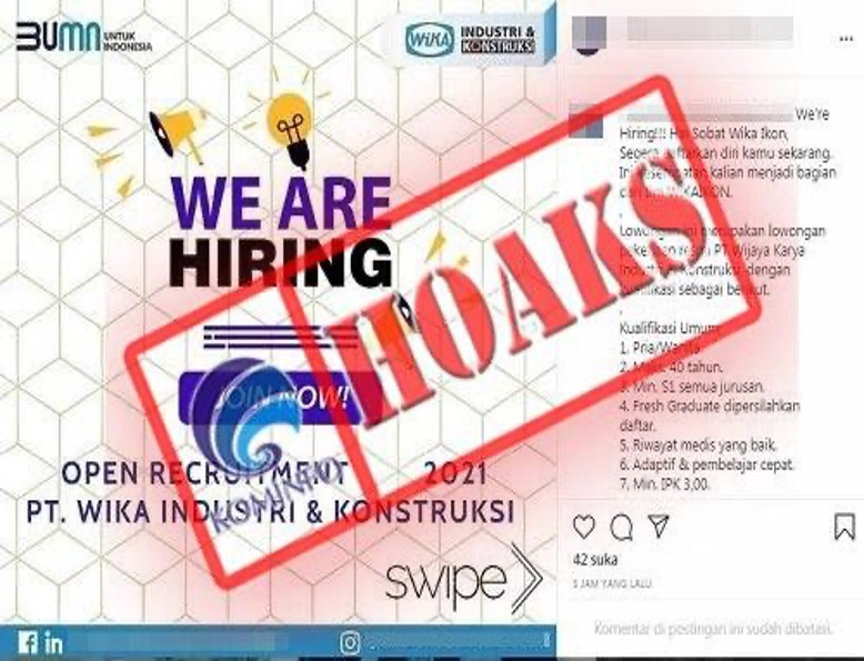 [HOAKS] Lowongan Kerja PT WIKA Industri dan Konstruksi
