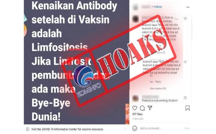 HOAKS] Vaksin Covid-19 Tingkatkan Kadar Limfosit yang Mematikan bagi Manusia