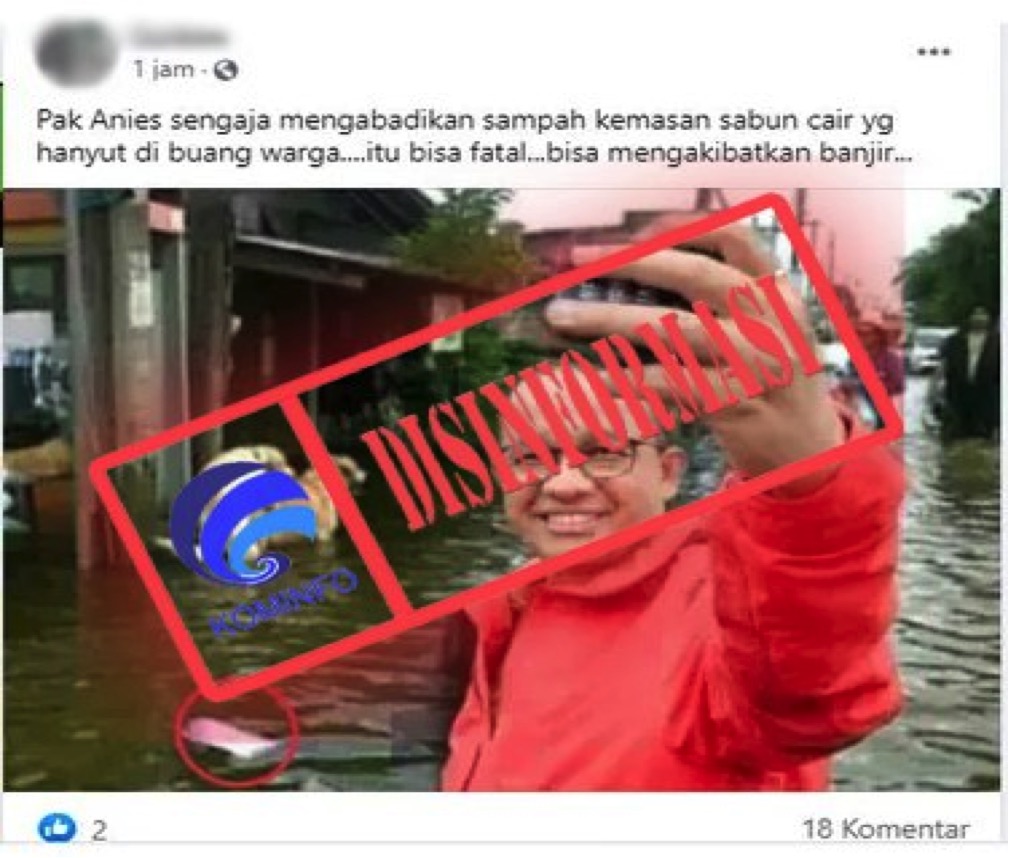 [DISINFORMASI] Anies Baswedan Selfie saat Banjir