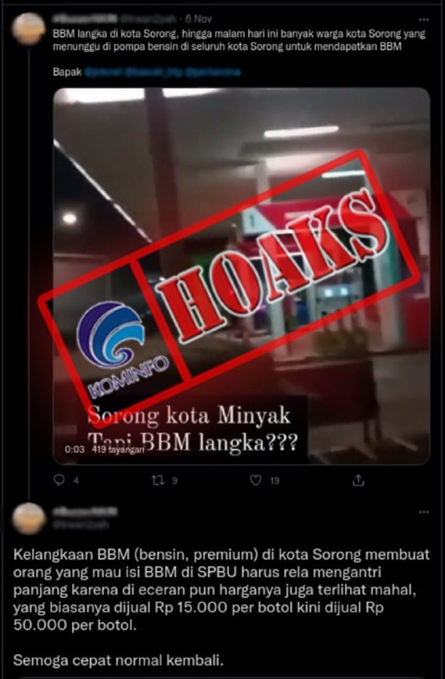 [HOAKS] Kelangkaan BBM di Kota Sorong