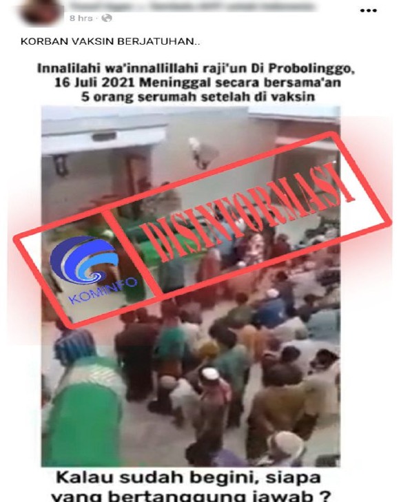 [DISINFORMASI] 5 Orang dalam Satu Rumah Meninggal Serentak Usai Divaksin Covid-19