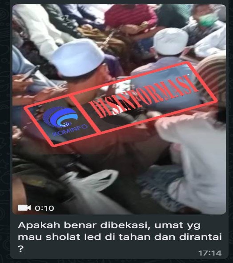 [DISINFORMASI] Video Sekumpulan Orang yang akan Melaksanakan Salat Iduladha Ditangkap dan Dirantai di Bekasi