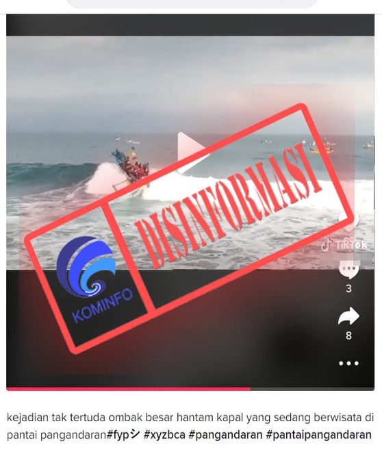 [DISINFORMASI] Video Perahu Dihantam Ombak di Pantai Pangandaran
