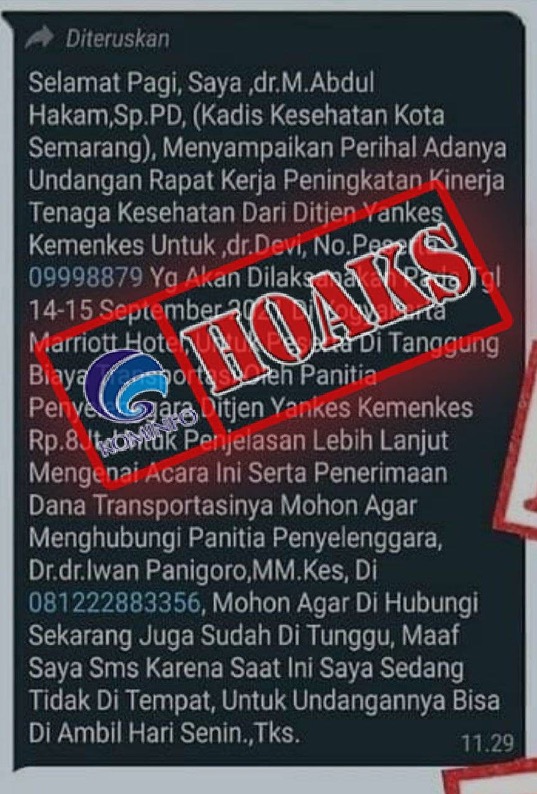 [HOAKS] Undangan Rapat Peningkatan Kinerja Mengatasnamakan Kadis Kesehatan Kota Semarang