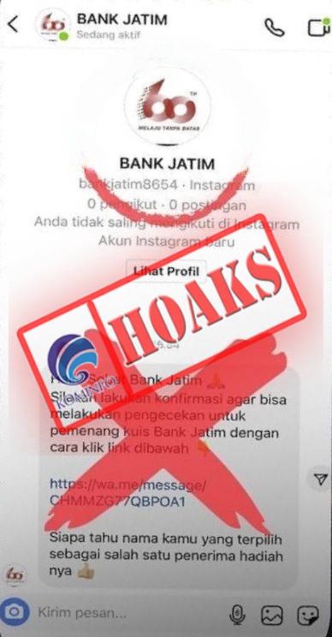 [HOAKS] Pemenang Kuis Mengatasnamakan Bank Jatim