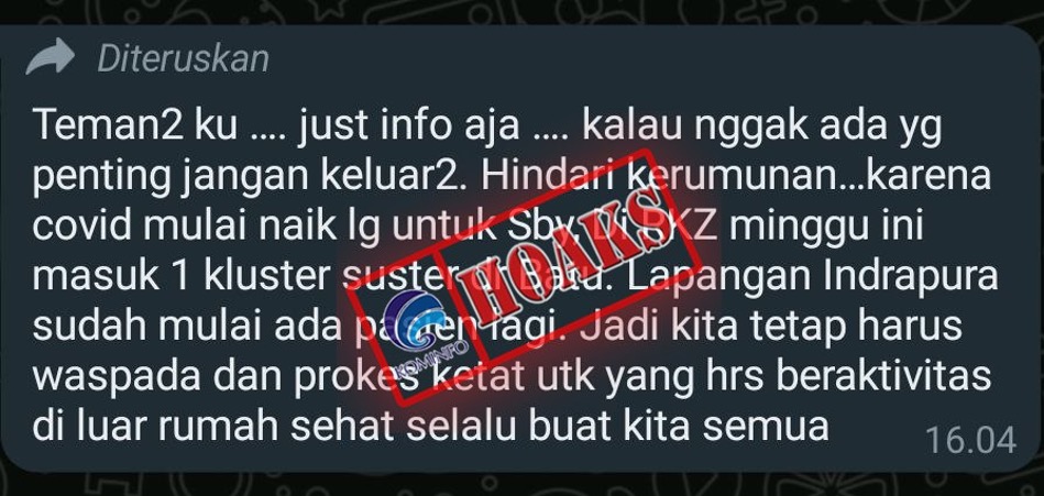 [HOAKS] Kasus Positif Covid-19 di Surabaya Naik