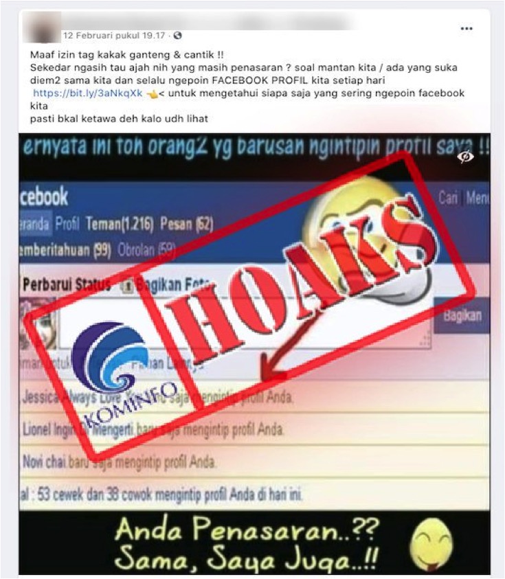 [HOAKS] Tautan untuk Mengetahui Siapa Saja yang Melihat Akun Facebook Kita