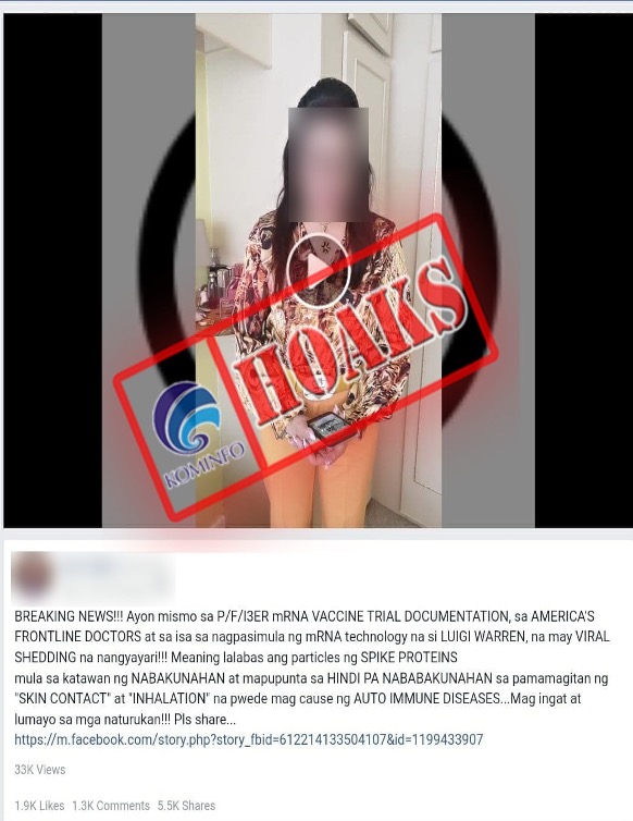 [HOAKS] Vaksin dengan Pfizer dapat Menularkan Virus ke Orang yang Belum Divaksin