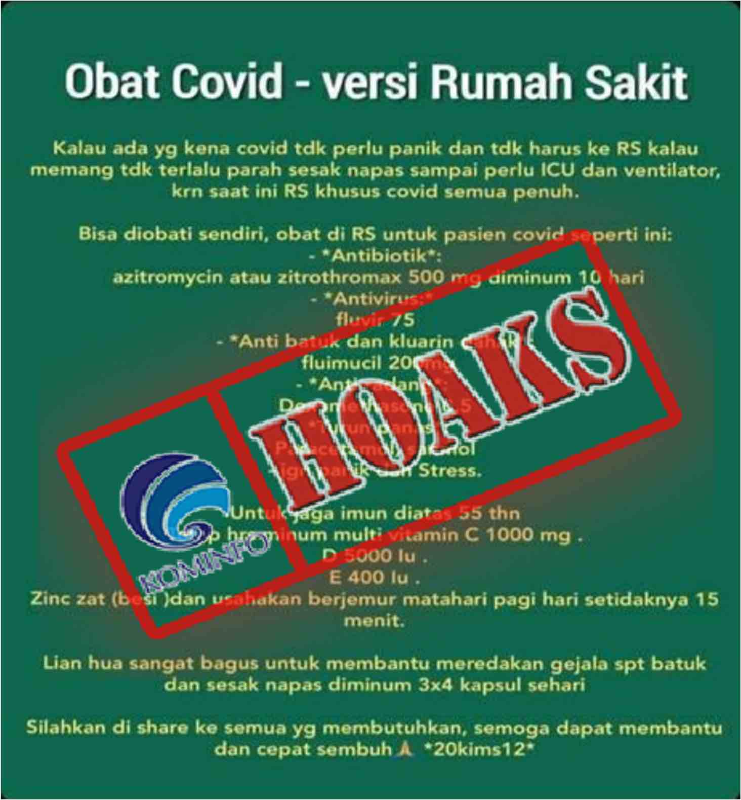 [HOAKS] Resep Obat Untuk Pasien Covid-19