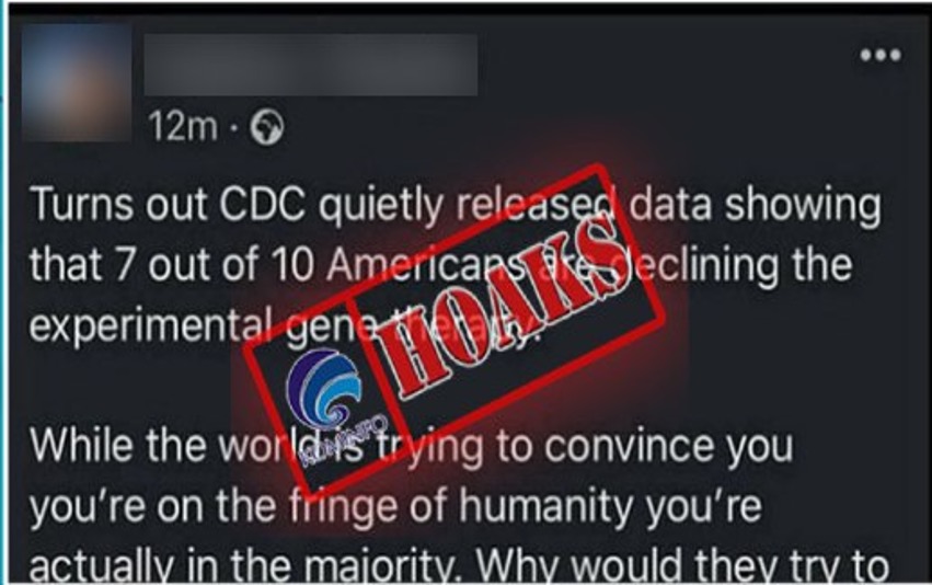 [HOAKS] Survei 7 dari 10 Orang di Amerika Serikat Tolak Vaksin Covid-19