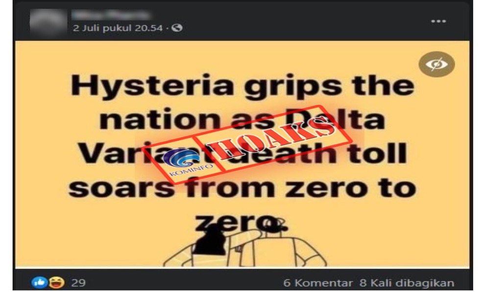 [HOAKS] Kasus Covid-19 Varian Delta Tidak Ditemukan di Amerika Serikat