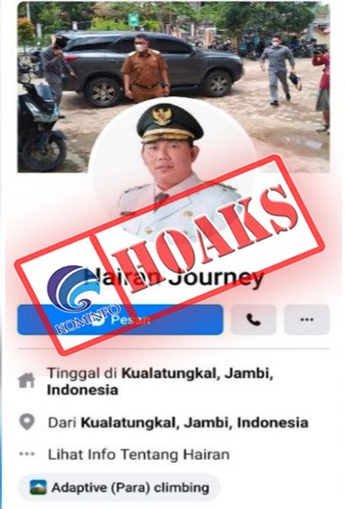 [HOAKS] Akun Facebook Wakil Bupati Tanjung Jabung Barat Hairan, S.H.