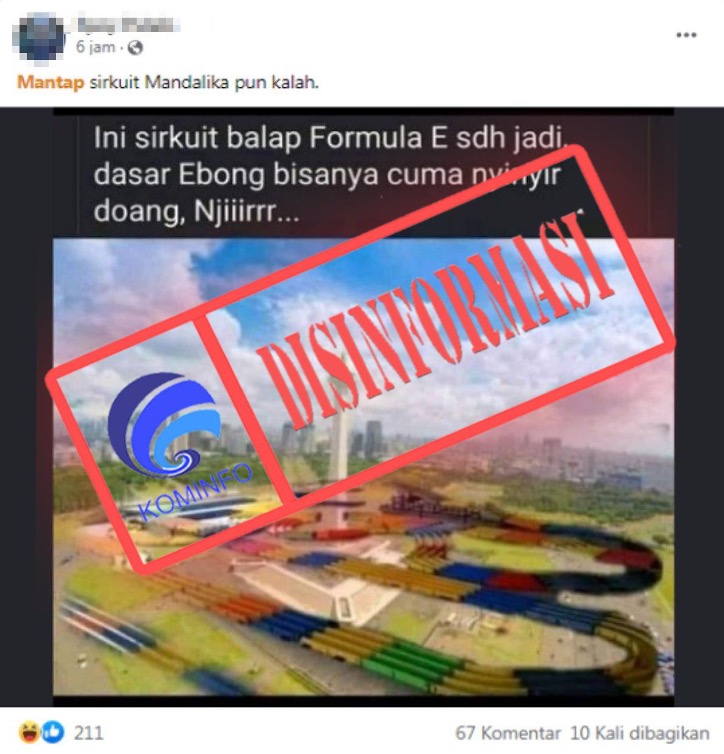 [DISINFORMASI] Foto Penampakan Sirkuit Warna-Warni Formula E di Sekeliling Tugu Monas